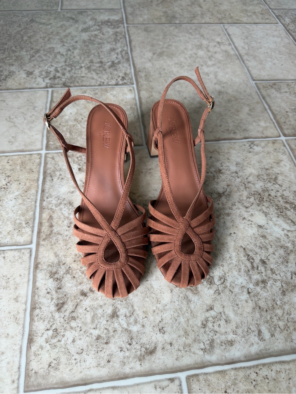 J.Crew Suede Strappy T-Strap Block Heel Sandals | 70s Boho | 7.5